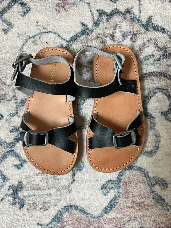 Freshly Picked toddler Black Leather Buckle Sandals