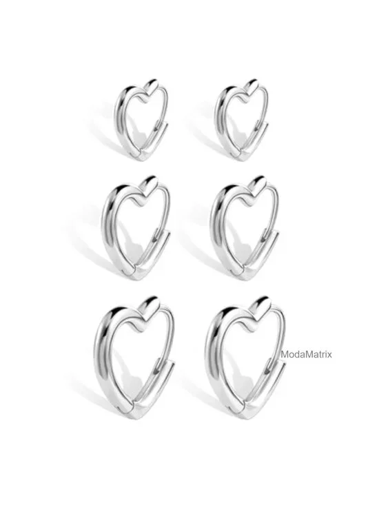 14K Gold Plated Silver Heart Hoop Earrings Set for Women 3 Pairs Hypoallergenic
