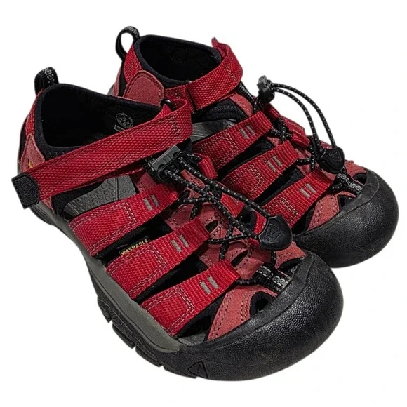 KEEN Newport H2 Sandals Kids Size 1 Red Black Hiking Water Shoes Sporty