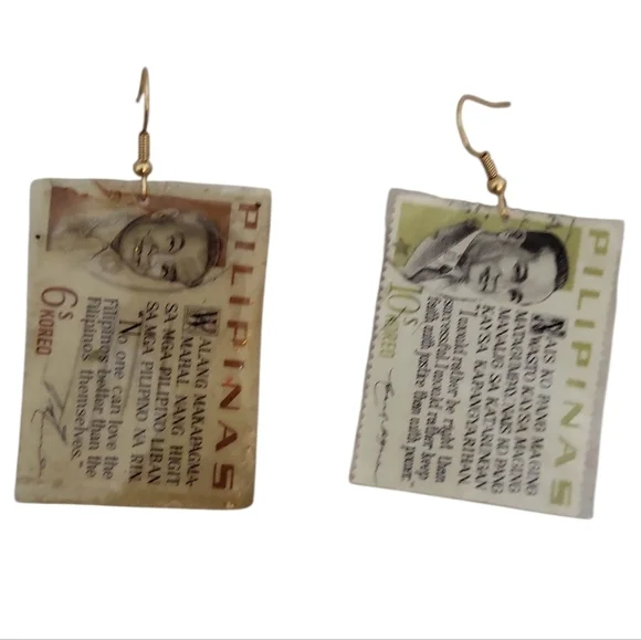 Vintage Philippine Stamp Earrings | Upcycled Postage Jewelry