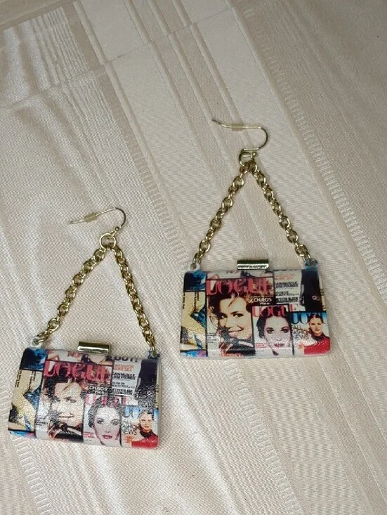 FR Vogue Magazine Mini Purse Drop Earrings CoverGirl Urban Fashion