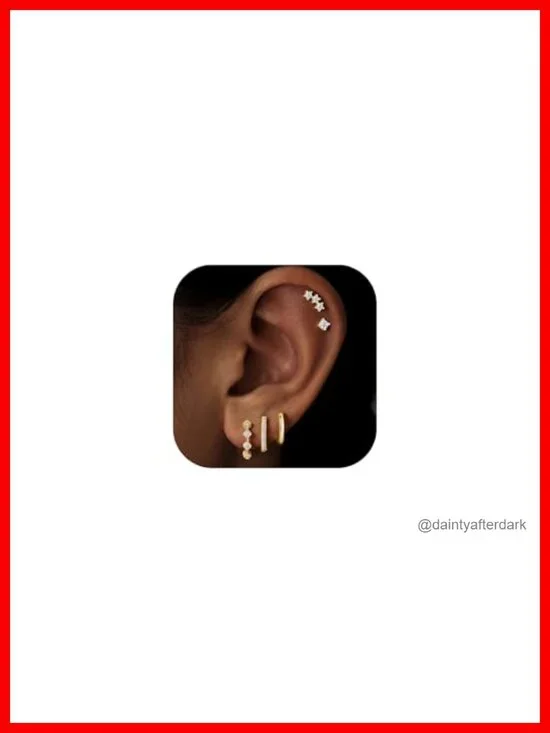 5 Pairs Gold Hoop Earrings for Women with CZ, Hypoallergenic 14K Gold Plated