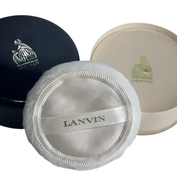 Lanvin My Sin Dusting Powder Black Round Container 9 oz Puff Parfums Vintage