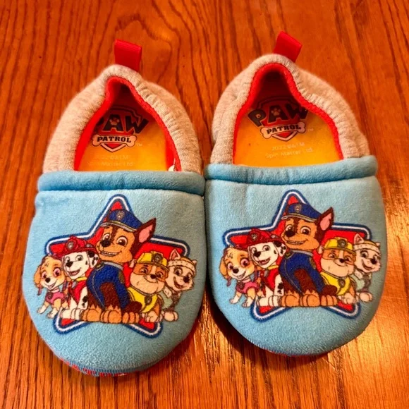 Paw Patrol Slippers Kids Size 7-8‎ Blue Character House Shoes