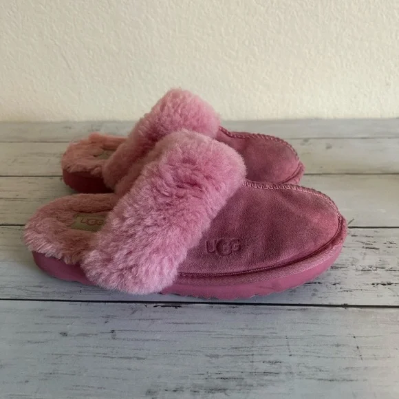 Ugg youth size 2 pink slip on slippers hard sole