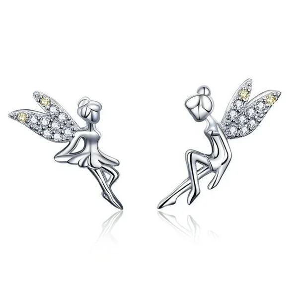✨Dainty White CZ Sweet Wing Fairies Stud Earrings for Women, GPMB1441