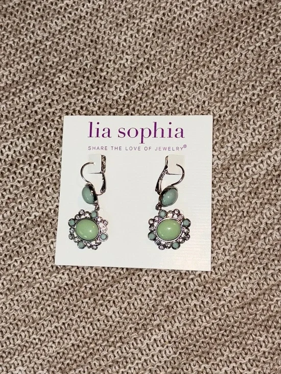 Lia Sophia Mint Green Floral Drop Earrings