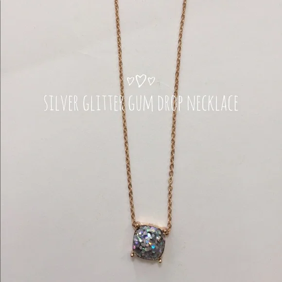 Silver Glitter Gum Drop Necklace