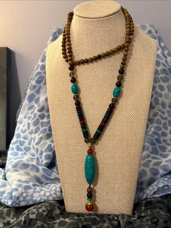 Turquoise Beaded Pendant Layered Necklace - Women Jewelry
