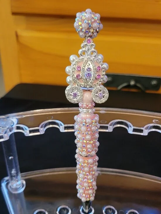 Elegant Pink Pearl & Crystal Carriage Jeweled Pen