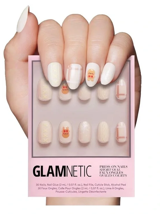 Gingerbread Knit Holiday Glamnetic Press-On Nails *NIB*