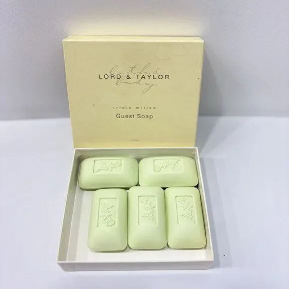 Vtg Lord & Taylor Set of 5 Guest Triple Milled Bath Soaps Herbal 10.5oz Boxed