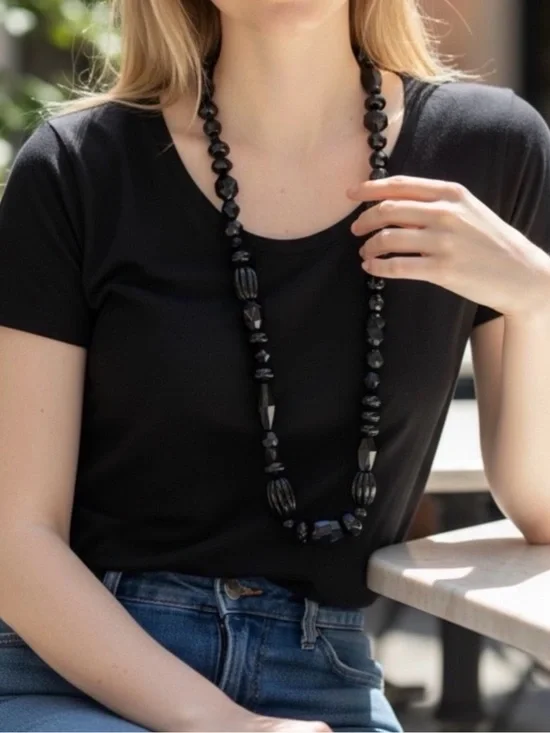 Simply Vera Vera Wang Black Multi-Shaped Beaded Necklace