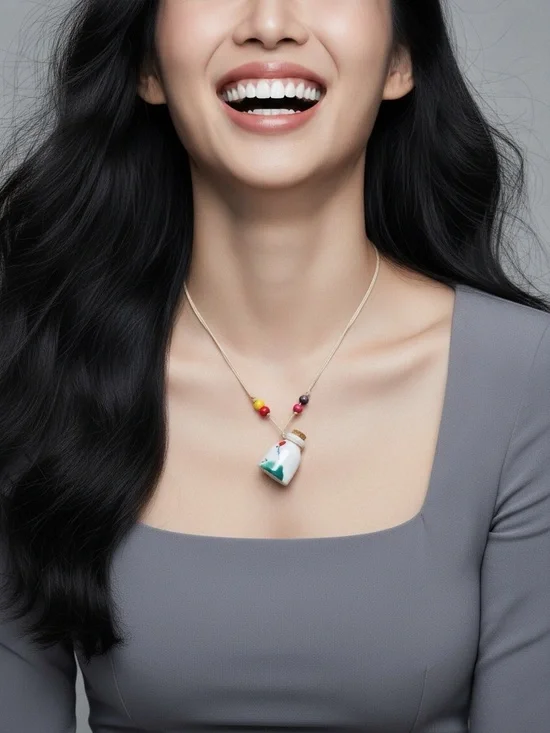 Hand Blown Colorful Corked Ceramic Urn Necklace For Perfume, Ashes, Potions.