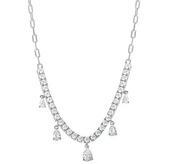 Sterling Silver Stunning CZ Drop Necklace Elegant Stylish Fashion Chic Glam NEW