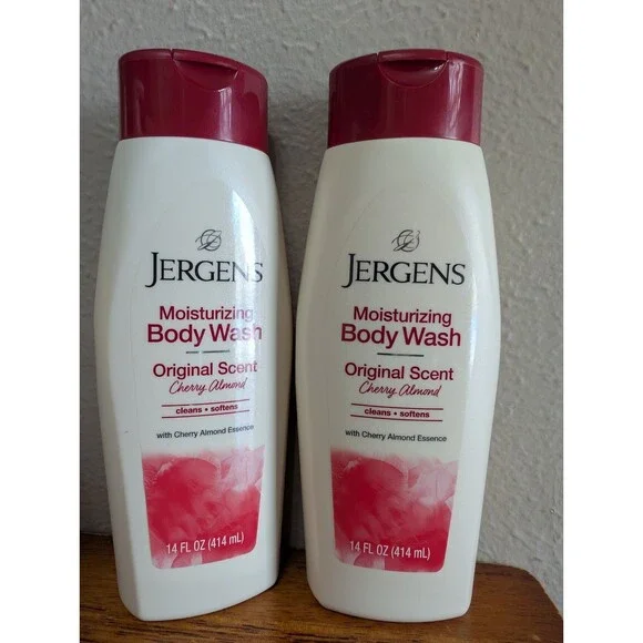 2x Jergens Moisturizing Body Wash Original Scent Cherry Almond Essence 14 oz Ea
