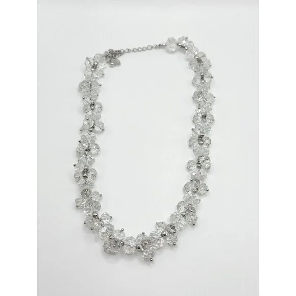 Sparkling Nolan Miller Faceted Glass Crystal Necklace Beaded 16 To‎ 19”