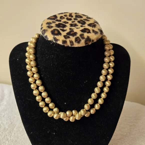 Vintage gold tone double strand necklace