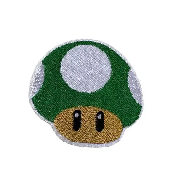 Nintendo Super Mario Game Green Power Up Mushroom Embroidered