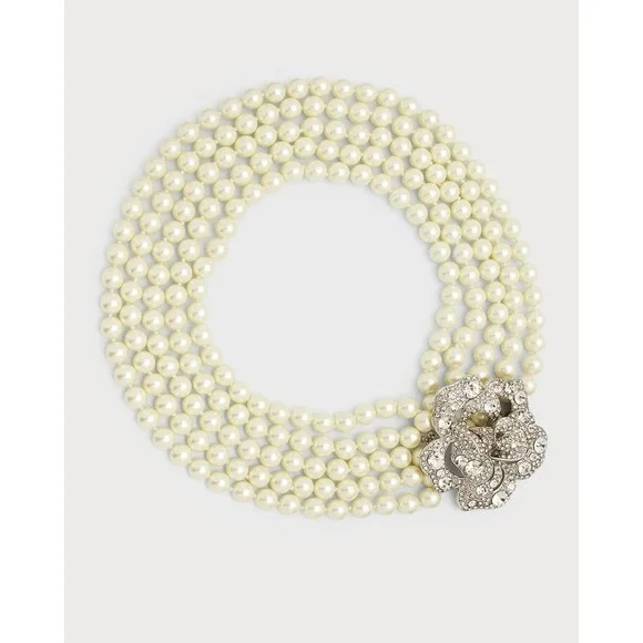 Kenneth Jay Lane‎ Strand Faux Pearl Necklace Floral Breakfast At Tiffany's