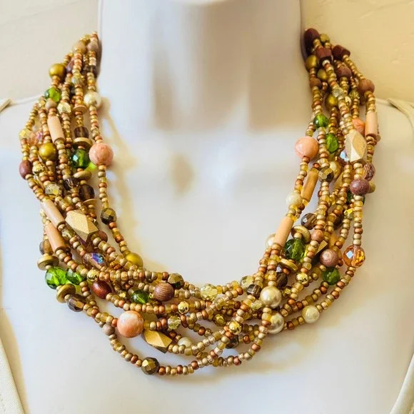 VTG Joan Rivers‎ Crystal Regal Multi Elegant Necklace Gold Layered Signed 19