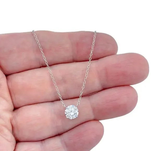 Vintage Sterling Silver 925 Cubic Zirconia Pendant Necklace 16