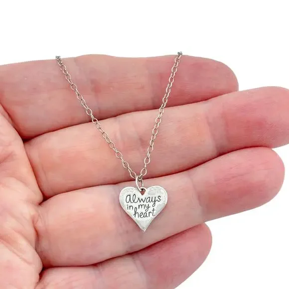 Vintage Sterling Silver 925 Always In My Heart Pendant Necklace 20