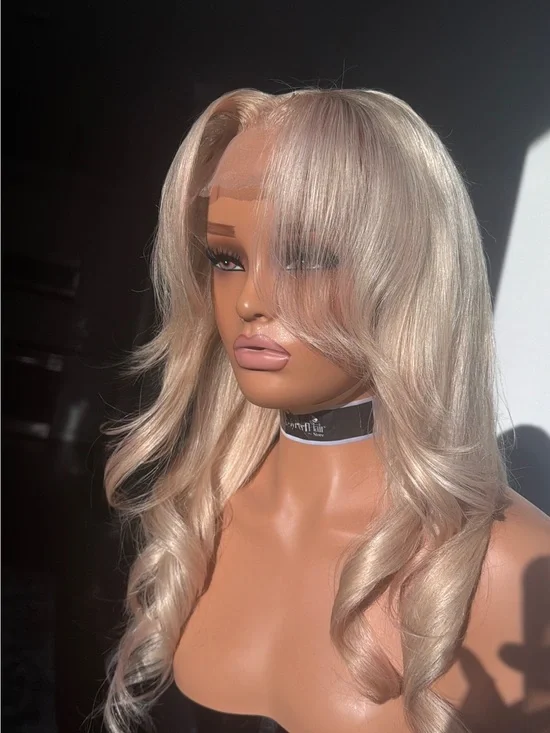 Blonde Lace Front Wig with Soft Waves blend with a splash of pink and gray