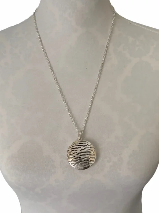Silver Tone Geometric Statement Necklace | Bold Modern Pendant