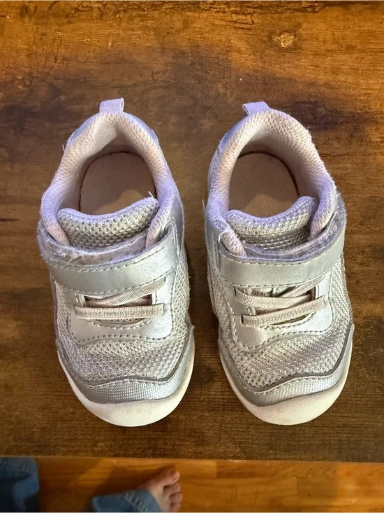 Stride Rite Silver Mesh & Light Pink Kids Sneakers - Velcro