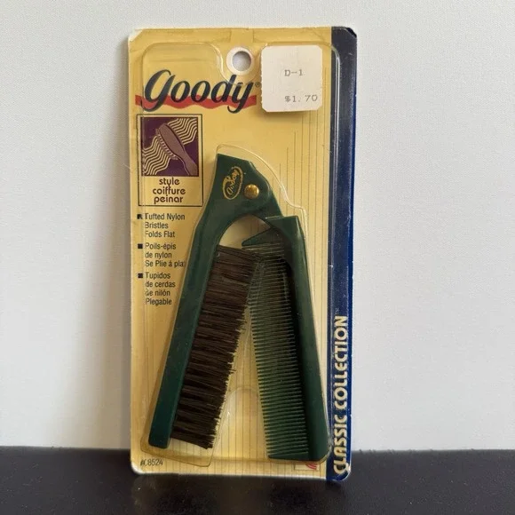 Vintage 1996 Goodie Classic Collection Folding‎ Brush And Comb Duo Green NIP