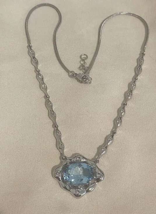 Sky Blue Topaz Rhodium Over Sterling Silver Necklace 14.34ctw