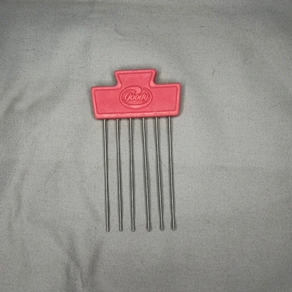 Vintage Goody Hair Pick Pink Plastic Handle Metal Teeth Volume Lift Comb Retro