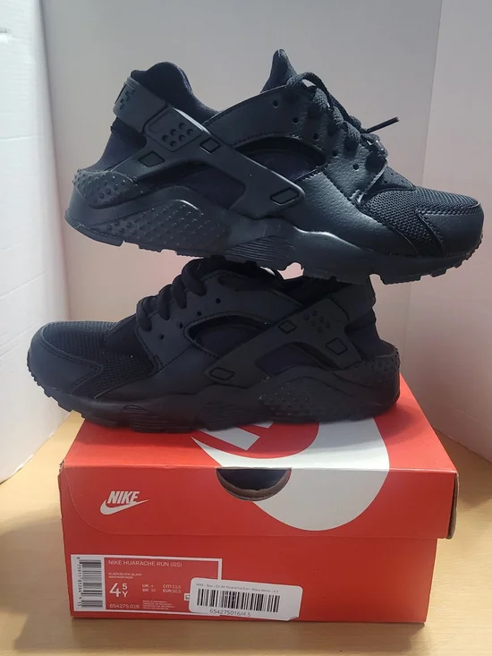 Nike Huarache Run (GS) Black Shoes Size 4.5Y
