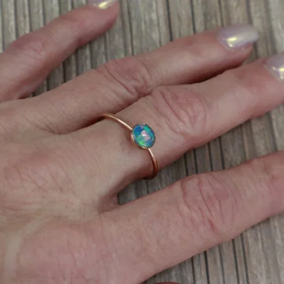 Mosaic Opal Ring 9 Gold Modern Minimalist Elegant Timeless Dainty Boho‎ NWT