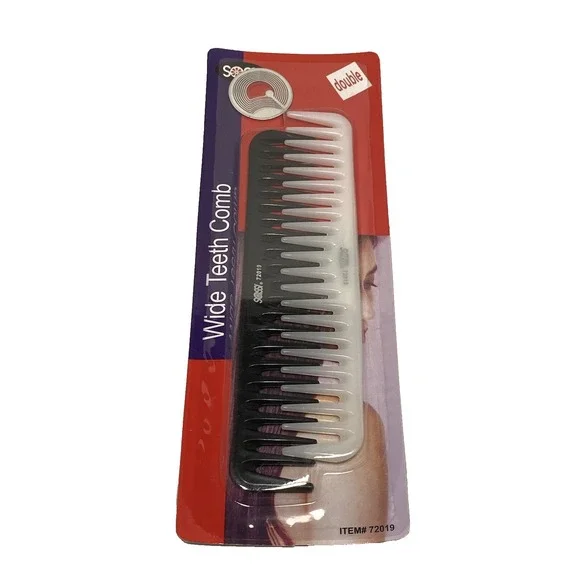 WIDE TEETH‎ toothed HAIR COMBS 2 pack black & white womens girls