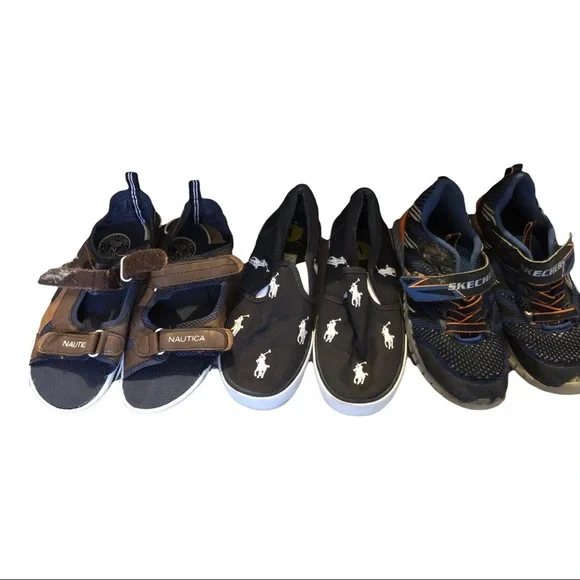 4pairs Boy size 1 shoe bundle -Nautica Polo‎ Skechers
