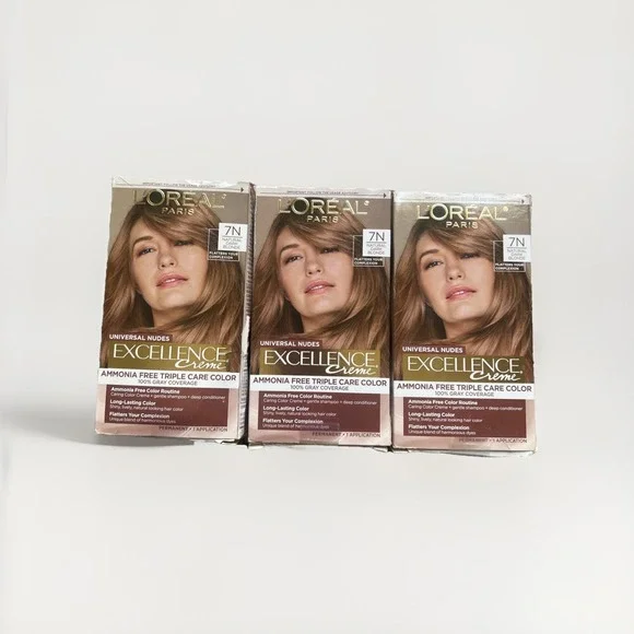 L'Oreal Universal Nudes Permanent Color 7N Natural Dark Blonde 3‎ Pk damaged box
