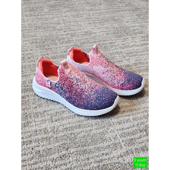 SKECHERS girl Ultra Flex 3.0 Speckled Slip-On Athletic Shoes Pink blue size 3