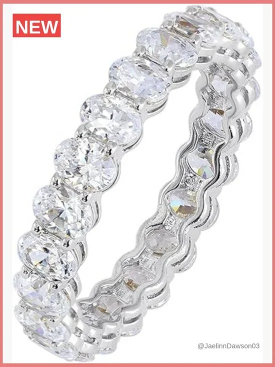 14K Gold Plated Cubic Zirconia Stackable Eternity Ring Size 8