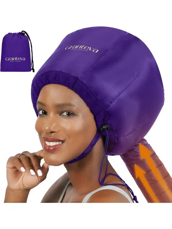Hair Dryer Bonnet Attachment with Headband - Reduces Heat, Diffuser for Curly