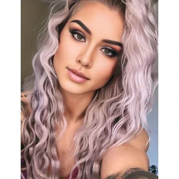 Long Wavy Lavender‎ Lilac Synthetic Wig Heat Resistant Pastel Purple Cosplay