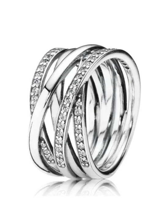 Pandora Sterling Silver Entwined Ring with Zirconia 190919cz, size 52