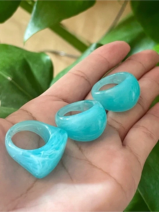 Chic Style Resin Chunky Ring(3pcs)