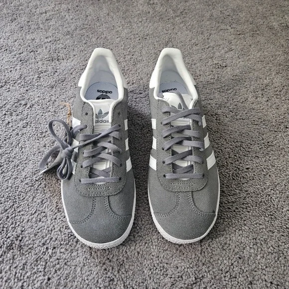 Adidas Gazelle‎ Sneakers Kids 4.5 Suede Low Top Trainers Gray White