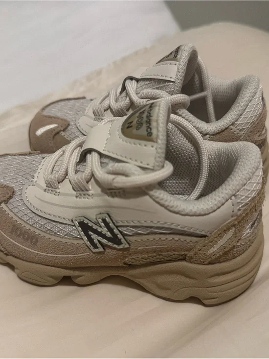 New Balance Kids Beige Tan and White Sneakers