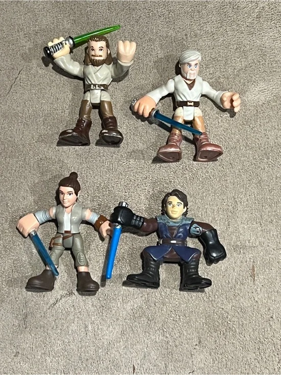 Star Wars Figures Lot Rey , Qui hon Jinn, Obi one , Anakin lot of 4 Galactic
