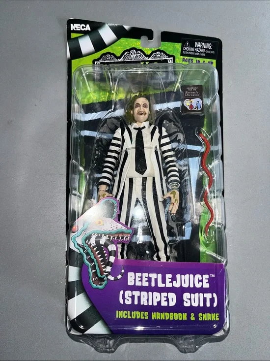 NIB NECA Beetlejuice Action Figure - Black & White Striped Suit