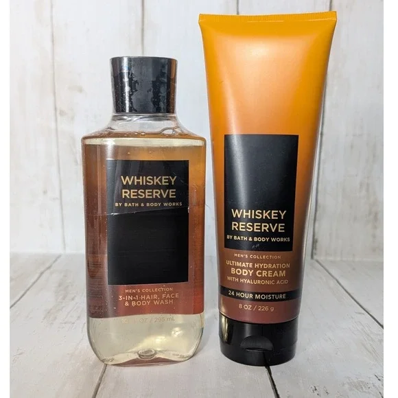 Bath & Body‎ Works Whiskey Reserve Mens Set NEW Body Wash & Cream 2pc Bundle