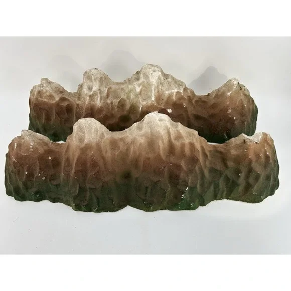 Vintage Molded Styrofoam Mountain Range Backdrop Set Of 2